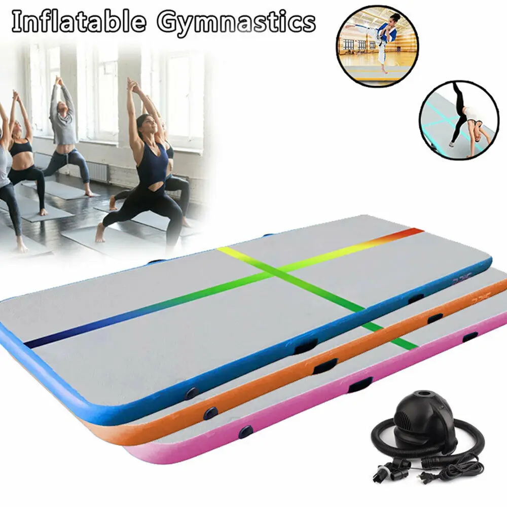 Tapis de gymnastique gonflable arc-en-ciel, 3x1x0.1m, tapis d'entraînement  avec pompe à Air électrique, livraison gratuite