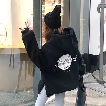 

Hoodies Women Winter Plus Velvet Thicker Warm Printed Loose Womens Hoodie All-match Simple Korean Style Students Trendy Daily