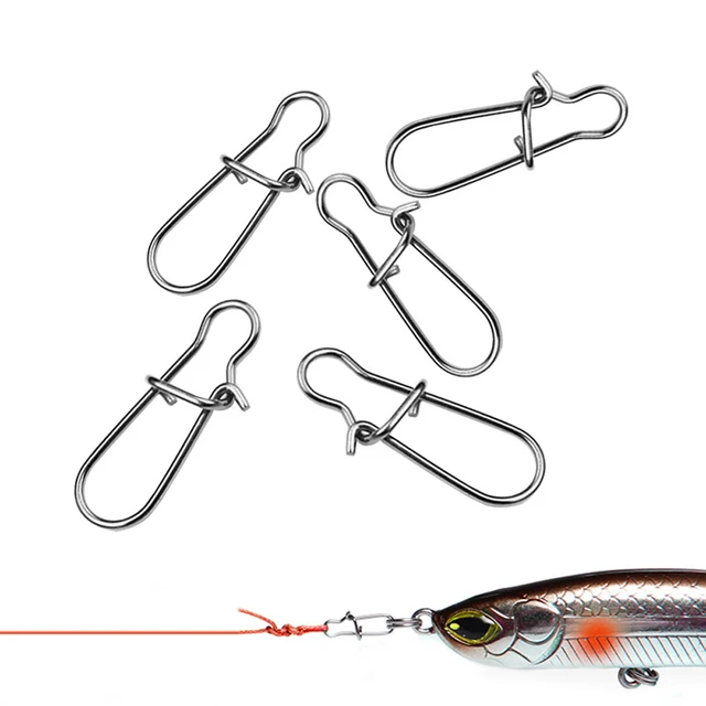 10pcs Connector Fast Clip Lock Snap Swivel Solid Rings fishing Stainless  Steel Carp Fishing Lure Snap