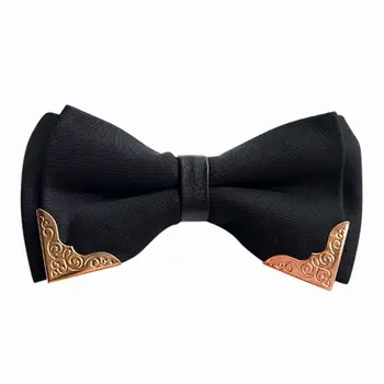 

New Style Fashion Boutique Metal Head Bow Ties For Groom Men Women Butterfly Solid Bowtie Classic Gravata Cravat