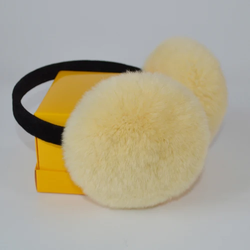 yellow Новинка, женские зимние уличные наушники из меха кролика Рекс, настоящий мех кролика, наушники для милой девочки, русский натуральный мех кролика Рекс, шапка - Цвет: yellow