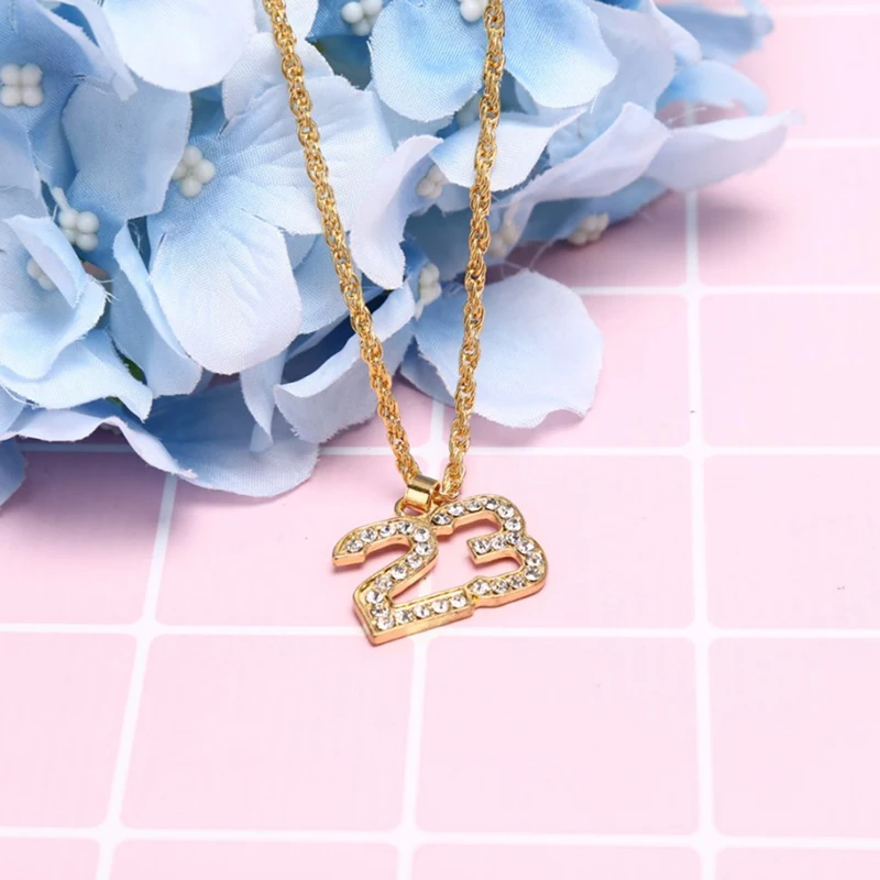 Модное ожерелье горный хрусталь хип хоп баскетбол номер 23 ожерелье s& Pandents Bling золото кубинская цепь ожерелье ювелирные изделия для мужчин