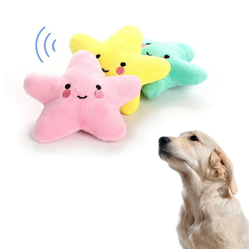 

1PC Cute Stars Dog Toy Pets Squean Toy Soft Fleece Dog Toys Shrilling Decompression Tool Pet Squeeze Sound Cats Dog Toys