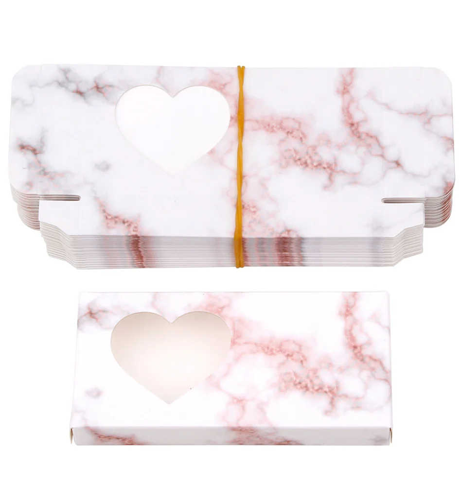 Wholesale 50/100Pcs Lash Boxes Packaging Empty Carton Paper Packing Box 25mm Long Eyelash Packaging Lash Boxes cases With Tray