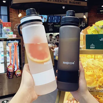 

900ml Large Capacity Frosted Sports Kettle Sealed Leak Proof Creative Plastic Bottle with Rope Adult Outdoor Fitness PortableCup