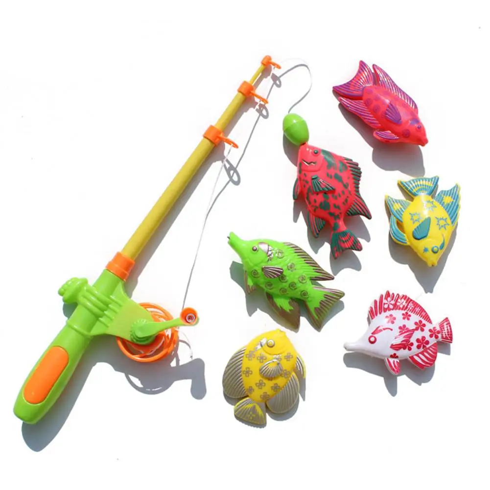 

GloryStar Magnetic Fishing Toy Set Fun Time Fishing Game With 1 Fishing Rod and 6 Cute Fishes for Children Random Color