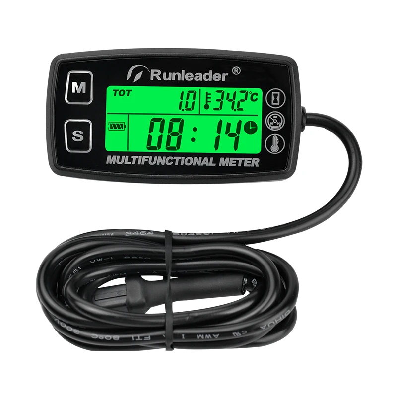 Digital Tachometer Hour Meter Tach Thermometer LED Display Engine Temperature Gauge Sensor Meter for RC Toys PWC ATV Motorcycles Marine Engines Chain Saws Tractors Lawnmowers 