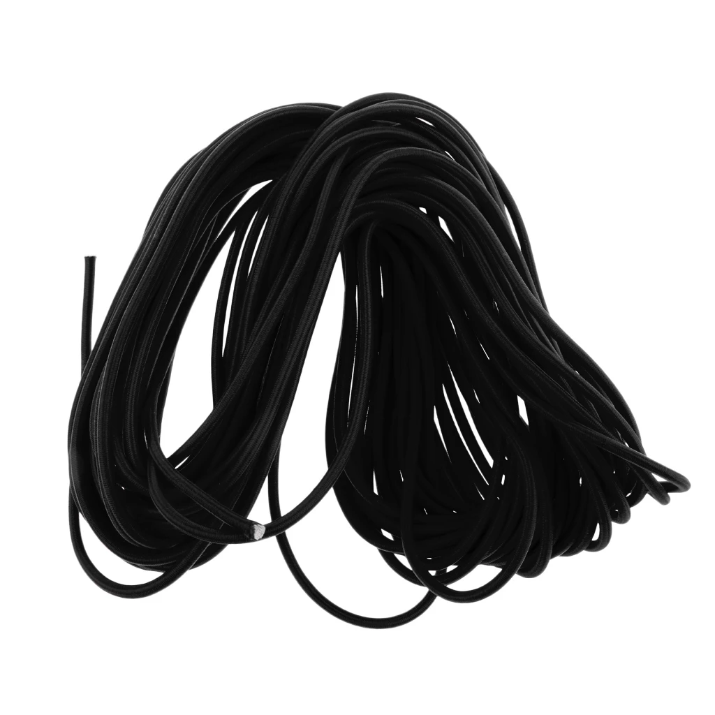 Heavy Duty 5mm 75m Black Rubber Elastic Shock Cord Bungee Rope Stretch Band Tie Down Boat Kayak Trailers Caravan