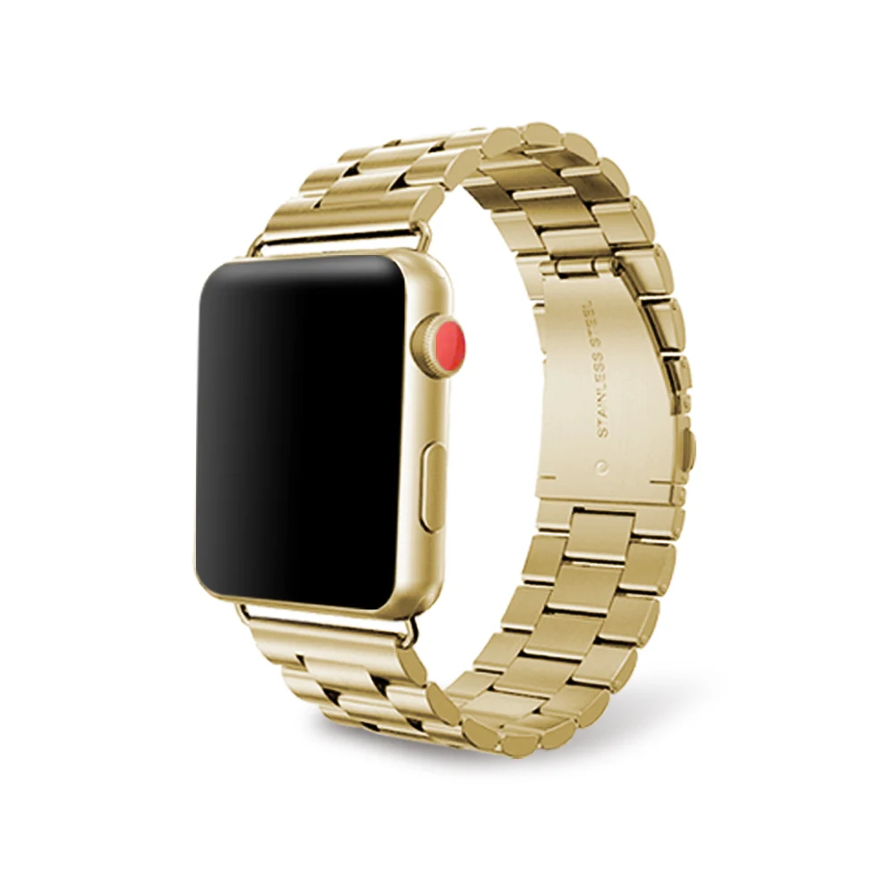 Ремешок из нержавеющей стали для Apple Watch 42 мм серия 5 4 3 2 1 сменная классическая версия для iWatch ремешок 38 мм металлический ремень - Цвет: Golden