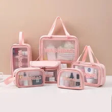 

New Transparent Cosmetic Pvc Wash Storage Bath Swimming Beach Pu Frosted Bag Lipstick Bag Cosmetic Organizer Zipper Pouch
