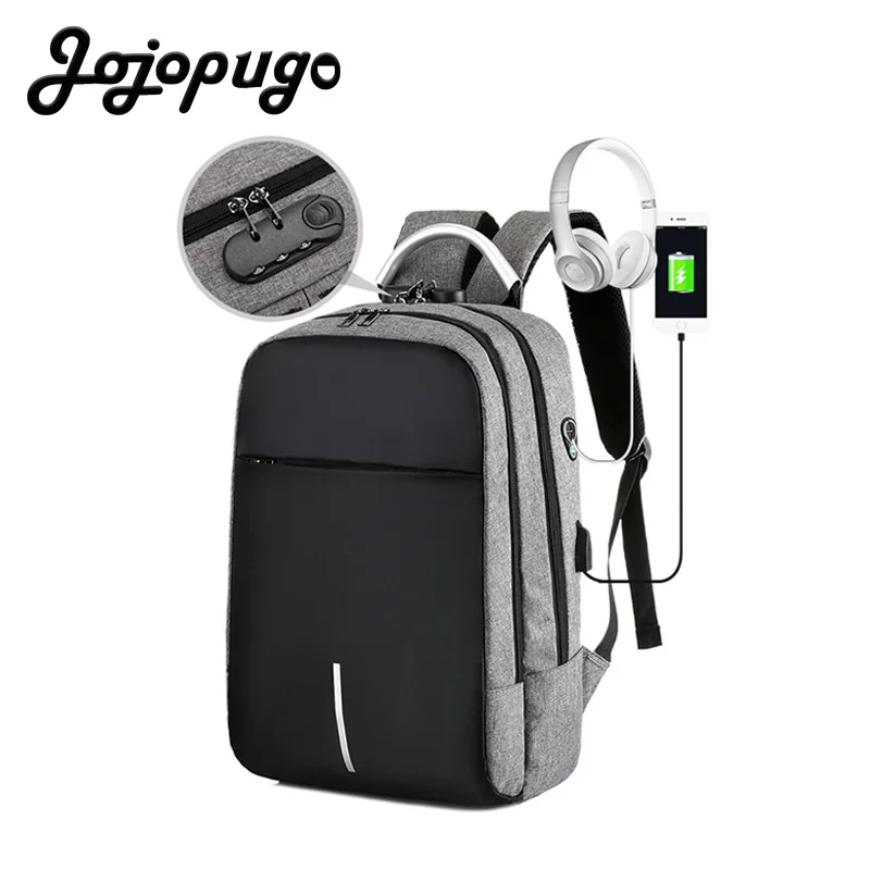 

Jojopugo Newest Korean School bags Men Unisex Business Backpack for 15.6inch Laptop Black Back Pack