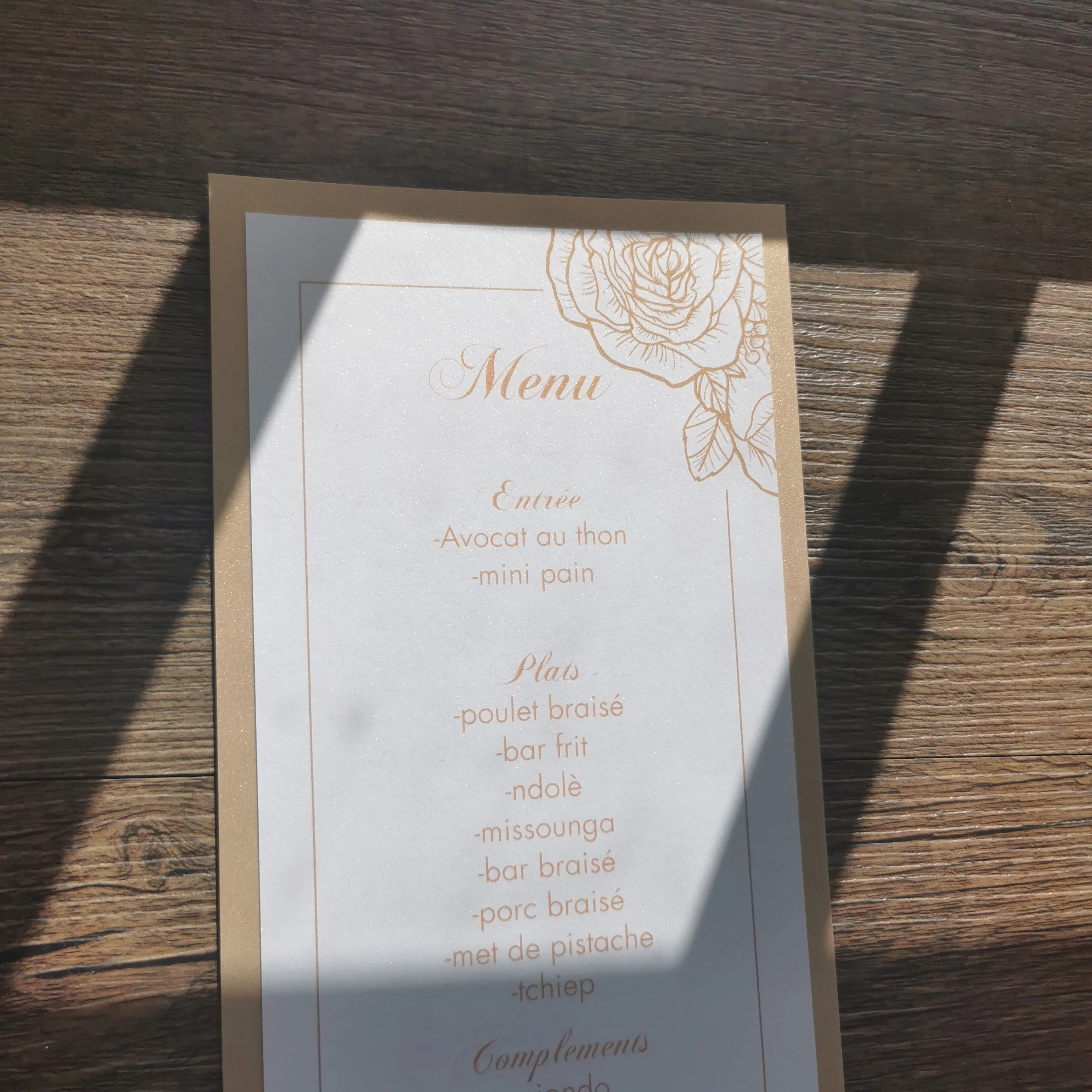 

50pcs/lot Personalized menu rose flower design menu whole set available MU049