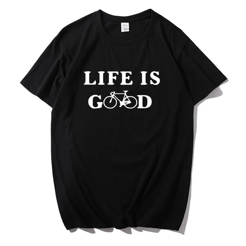 

Life Is Good Funny Bicycle T-shirts Men Summer Cool Fashion Printed Men's T Shirt Short Sleeve Cotton Tops Brand Clothing