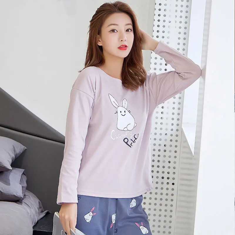 

Hot Selling PR Lettered Rabbit Long Sleeve Pajamas Women's Spring And Autumn Women's Tracksuit Cartoon Cute Thick-150 Qmilch