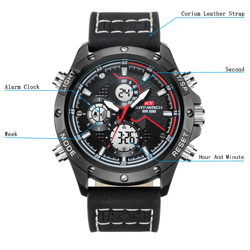 Men s Army Military Watch Man Quartz Clock Relogio Masculino Luxury Brand Men Analog Digital Leather 5