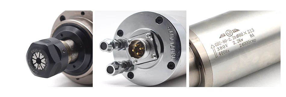 CNC водяного охлаждения шпинделя GDZ-80-2.2B 2.2kw 380V 8A ER20 Dia.80mm