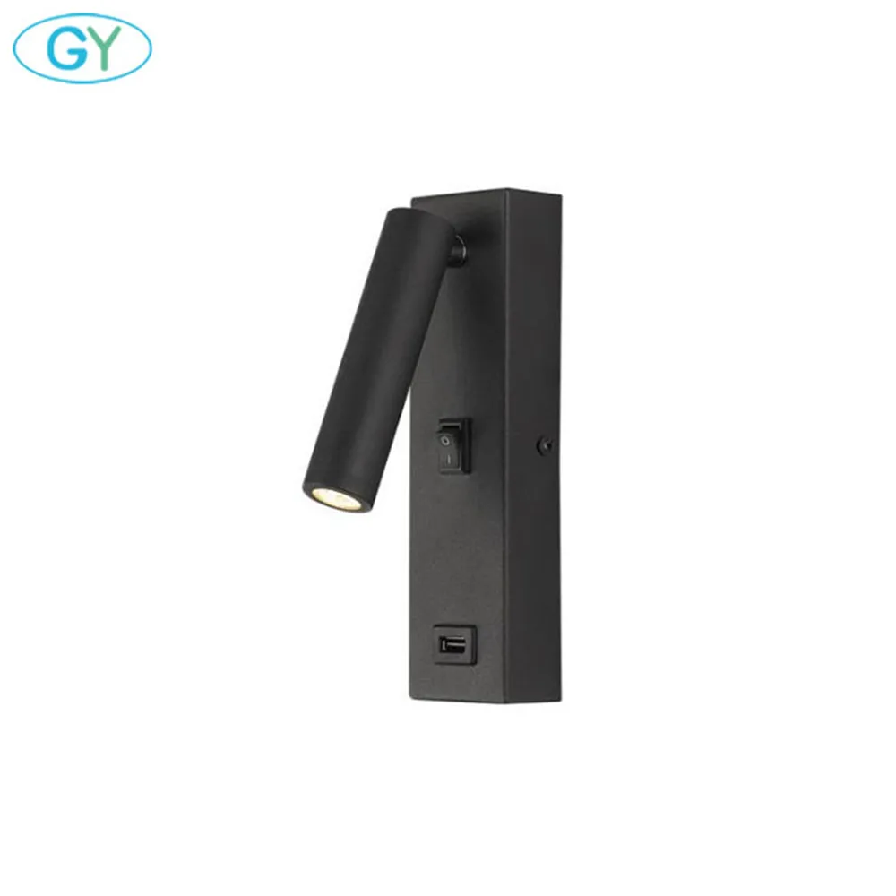usb-порт для зарядки светодиодные настенные лампы в коридор проходные огни гостиничная комната с переключателем черно-белые бра прикроватная лампа для спальни