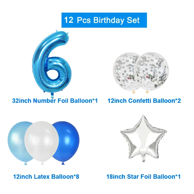12pcs Pink Number Foil Balloon Birthday Party Decoration Latex Balloons Kids Baby Girl 1 2 3 4 5 6 7 8 9 Years Old 1st Birthday