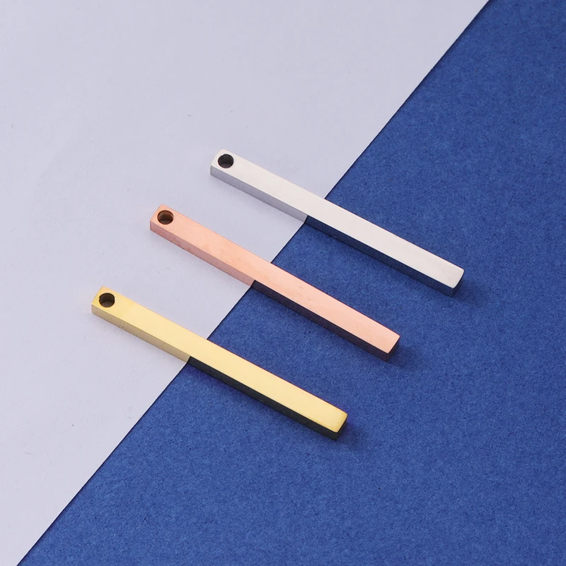 

Fnixtar 3 Colors Stainless Steel Rectangle Blank Bar Charm Pendant Both Sides Mirror Polish Effect 2.5*3*35mm 20piece/lot