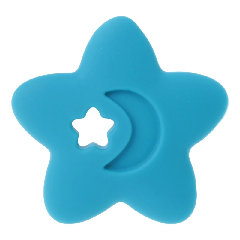 Детские Прорезыватели, силиконовые игрушки со звездами для прорезывания зубов, безопасный уход за новорожденными, жевательный укус для кормления, DXAD - Цвет: Небесно-голубой