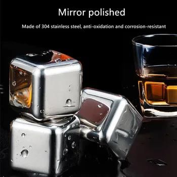 

4/6/8pcs 304 Stainless Steel Ice Cubes Reusable Chilling Stones for Whiskey Wine Fast Cooling Cold Longer Drinking Tool Set