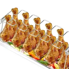 1DayShip Stainless Steel Chicken Wing Leg Rack Grill Holder Rack with Drip Pan for BBQ Multi-Purpose Chicken Leg Oven Grill Rack