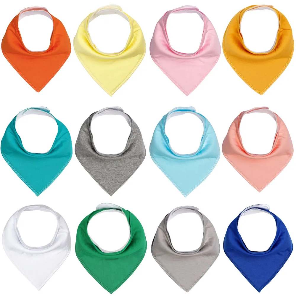 Baberos de algodón suave Unisex para bebé recién nacido, Bandana de Color sólido, broches ajustables, toalla de Saliva para niños y niñas