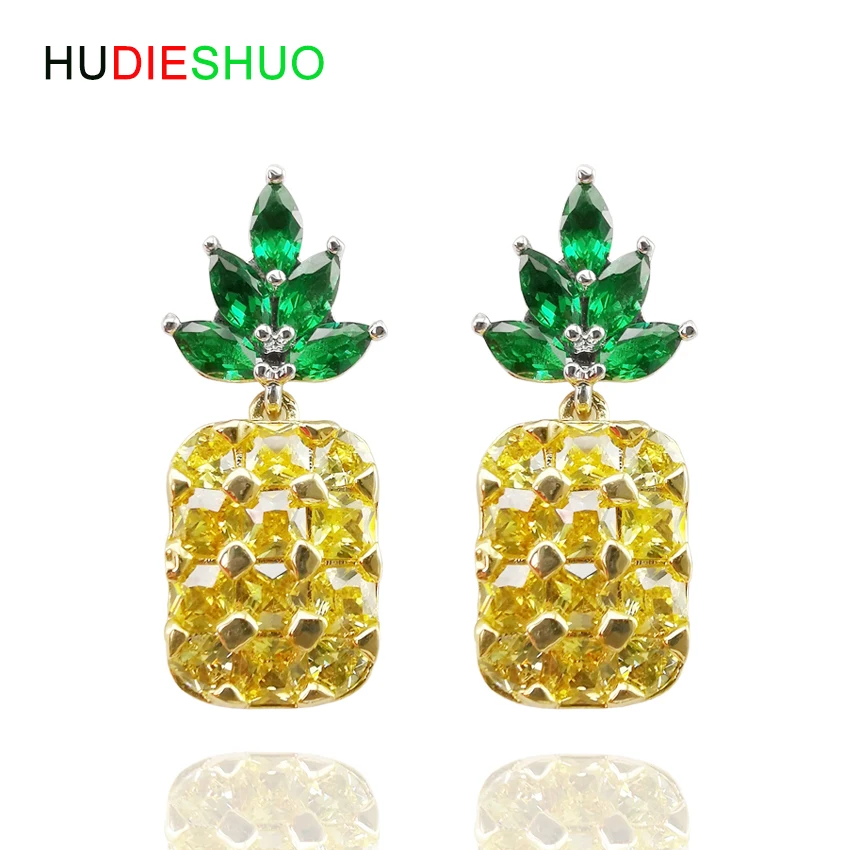 

HUDIESHUO Trendy Earrings Yellow Pineapple Bohemia Beach Style Stud Earrings Fashion Women Party Jewelry