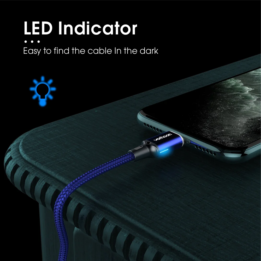 Магнитный кабель Vothoon 1 м для быстрой зарядки Micro USB Type C iphone Samsung S9 зарядный