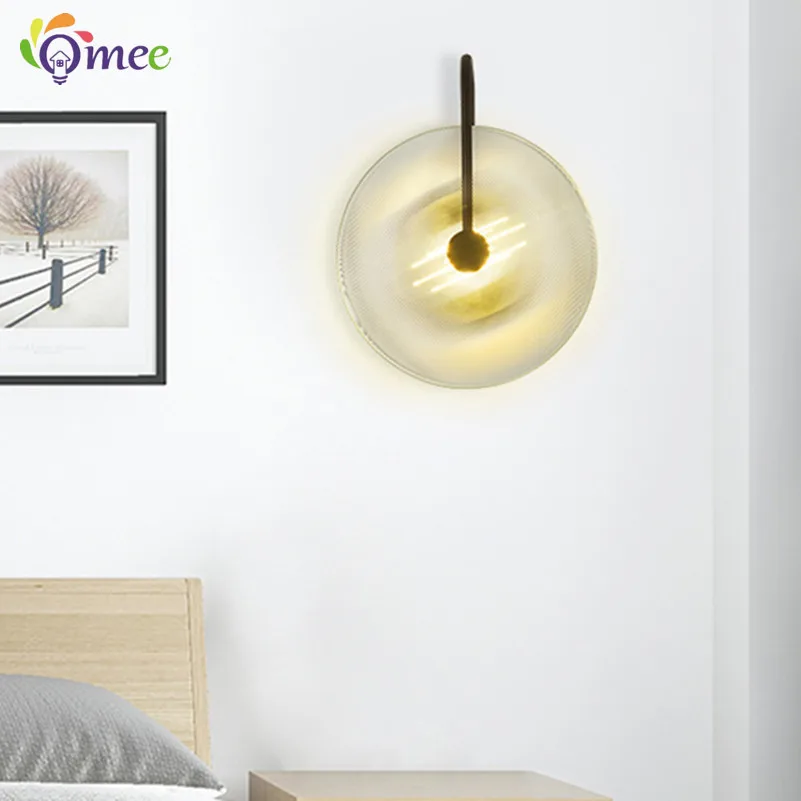 Modern Round Wall Lamp Light Luxury Gold Black Glass LED Wall Lamp Living room Sofa TV Background Wall Bedroom Bedside Wall Lamp