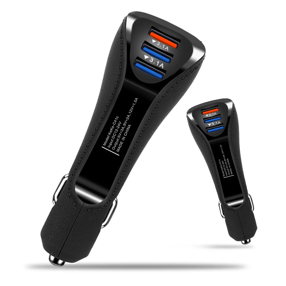Переходник USB для зарядки в машине 3.1A автомобильное USB зарядное устройство для мобильного телефона USB Автомобильное зарядное устройство автоматическая зарядка 3 порта для iPhone 7 Xiaomi Note 7