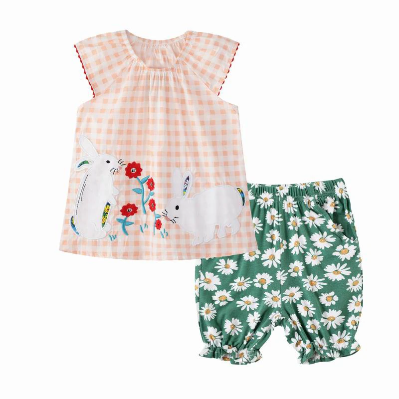 Комплект летней одежды для маленьких девочек Little maven Детский костюм с вышивкой