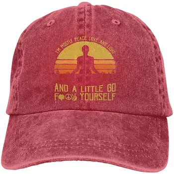 

I Am Mostly Peace Love and Light & A Little Go Adjustable Novelty Denim Cap for Women and Men