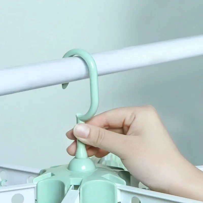Swivel Hook Plastic 36 Pegs Drying Rack Clothes Hanger for Underwear Socks Gloves(Green