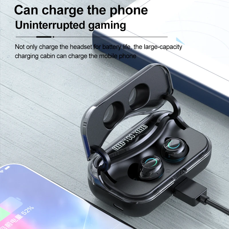 Bluetooth 5.1 Wireless Earphone Touch Control Wireless Headphons Sports Waterproof Earbuds Headset With LED Display Charging Box