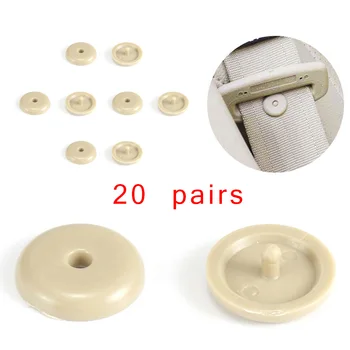 

Durable And Practical 20 Pairs Seat Belt Button Buckle Stop - Universal Fit Stopper Kit Beige