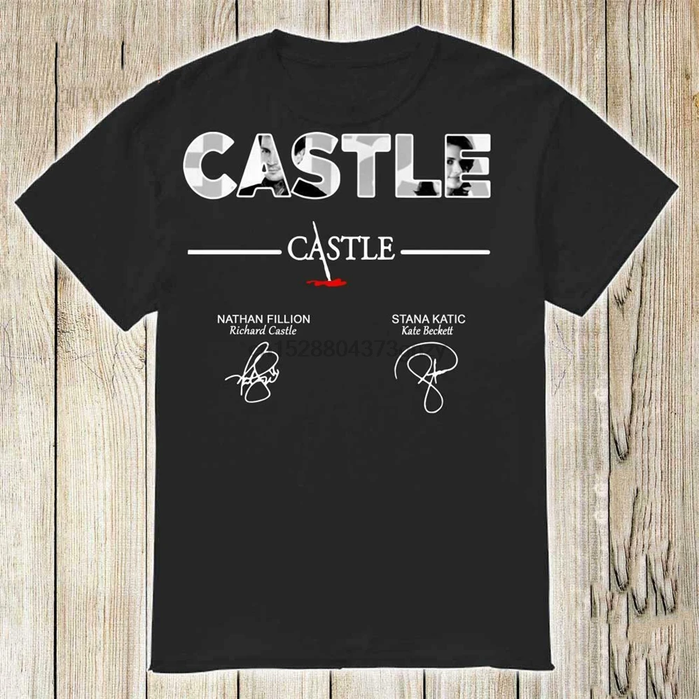 Футболка с замком из сериала Nathan Fillion-Stana Katic Signatures Черная Мужская цветная