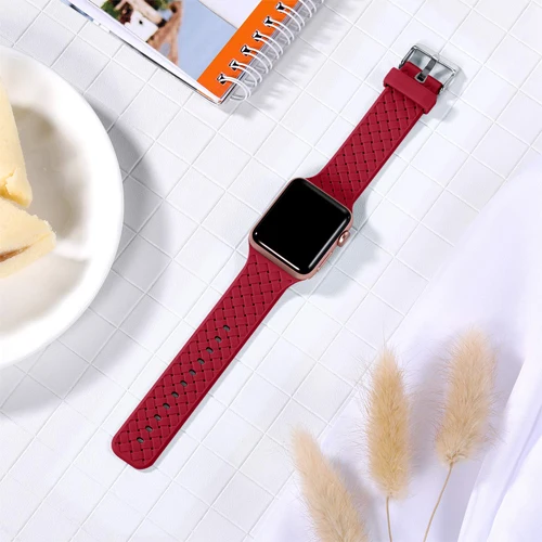 B-1 Ткацким рисунком ремешок для apple watch band 40 мм 44 мм apple watch в едином положении во время занятий легкой атлетикой, 38 мм, 42 мм, iwatch, версия correa 5/4/3/2/1 силиконовый ремешок для часов - Цвет ремешка: B-1
