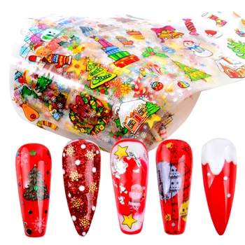 

1 Set Roll Flower Nail Decals Retro Christmas Nail Foil Nail Transfer Sticker Sweet Paris Script Nail Designs Manicure