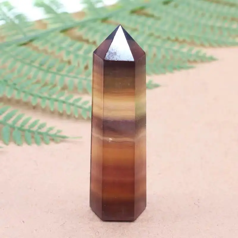 Natural Fluorite Quartz Crystal colourful fluorite wand Point Yellow Golden Fluorite Tower Polished Healing
