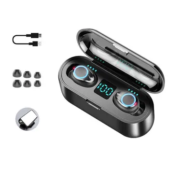 

F9 Wireless Headphone Bluetooth In-Ear Stereo Earbuds Sports Handsfree Headset Binaural Display Touch-Control For Xiaomi iPhone