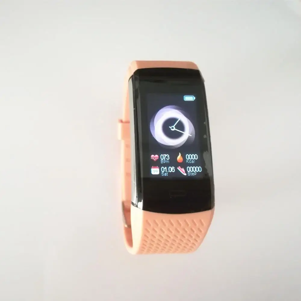 Light Pink C18 ЭКГ PPG Bluetooth 4,0 умный Браслет AI фитнес трекер Браслет цветной экран AI сердечного ритма PK MiBand 4 - Цвет: Light Pink