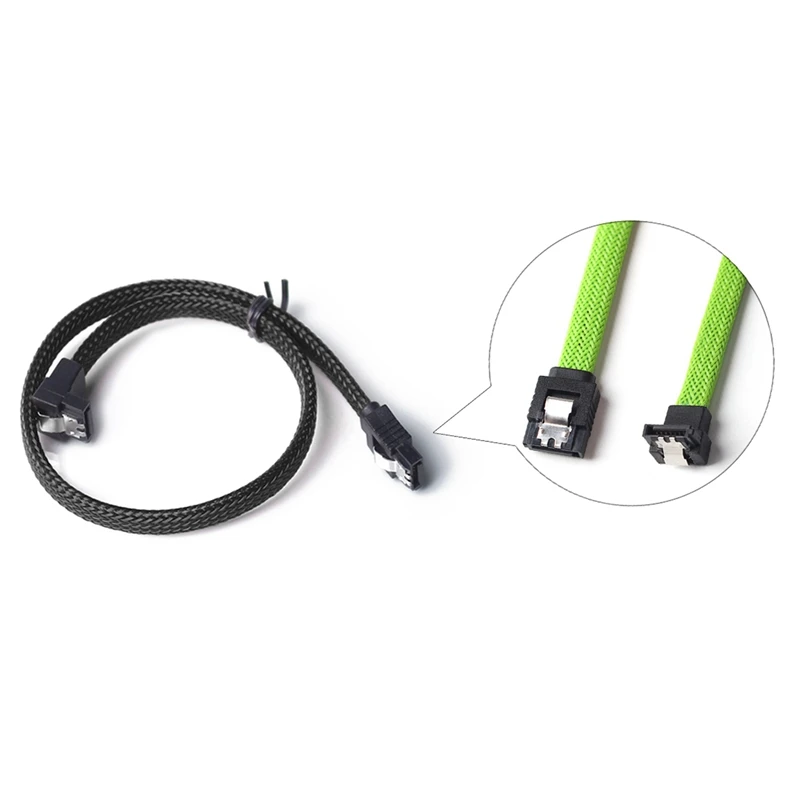 2 шт 50 см SATA 3,0 III SATA3 7Pin кабель для передачи данных под прямым углом 6 ГБ/сек. SSD Кабели HDD жесткий диск шнур для передачи данных с нейлоновыми рукавами, Зеленый& B