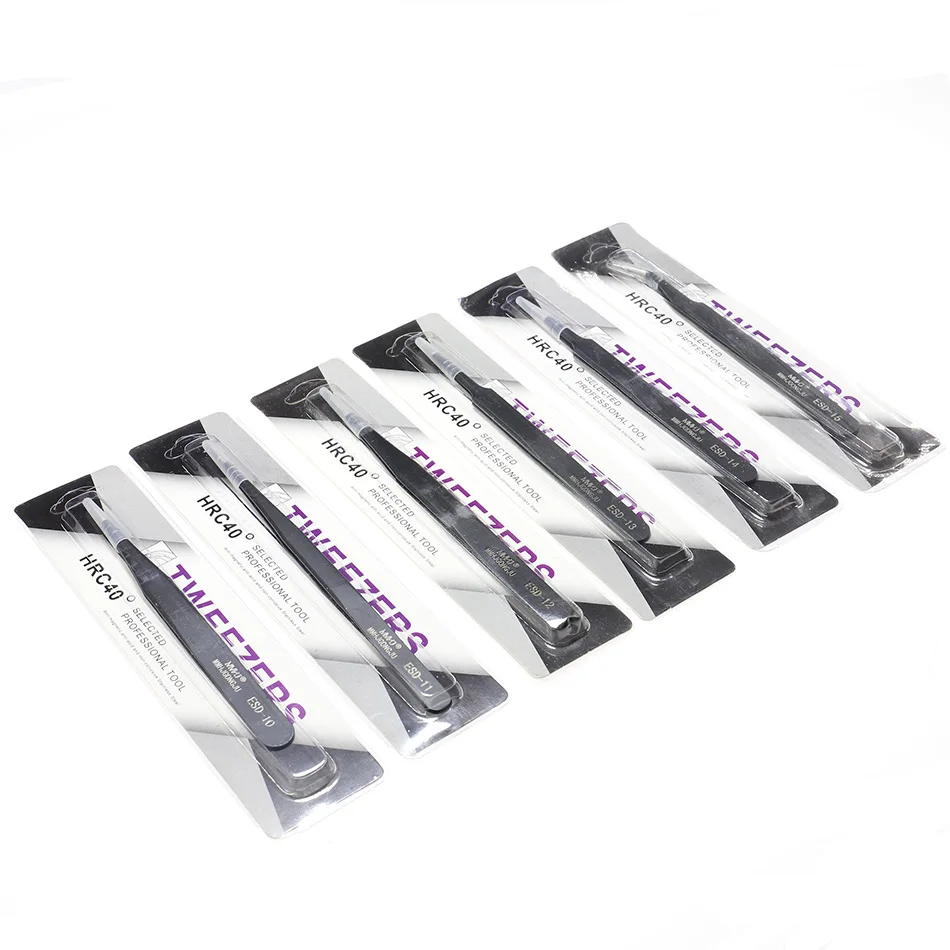Anti-static ESD Stainless Steel Tweezers Maintenance Industrial Precision Curved Straight Tweezers Repair Tools 1 pcs tweezer tool tweezers repair tool