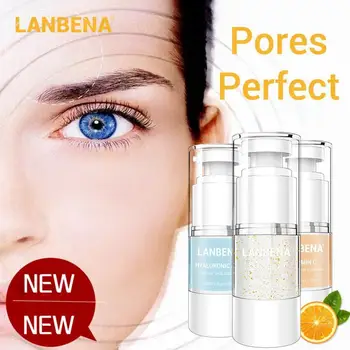 

LANBENA Face Primer Makeup Base Serum Hyaluronic Acid VC 24K Gold Moisturizing Pore Concealer Pores Shrink Brighten Skin