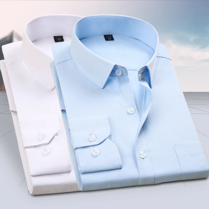 Padrão-adjuste dos homens de Manga comprida Vestido bacico Sólido Camisa патч Bolso unico de Alta Qualidade официальный Escritório Tr