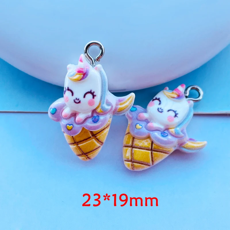 10Pcs New Cartoon Mini Mixed Animals, Ice Cream Flat Back Resin Cabochons Necklace Pendant Keychain Charms DIY Decoration A78
