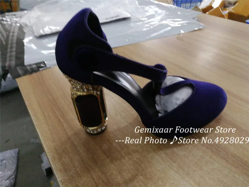 Дизайн; элегантная женская обувь с круглым носком на квадратном не сужающемся книзу массивном каблуке; zapatos mujer; вечерние туфли-лодочки с Т-образным ремешком на щиколотке на каблуке со стразами