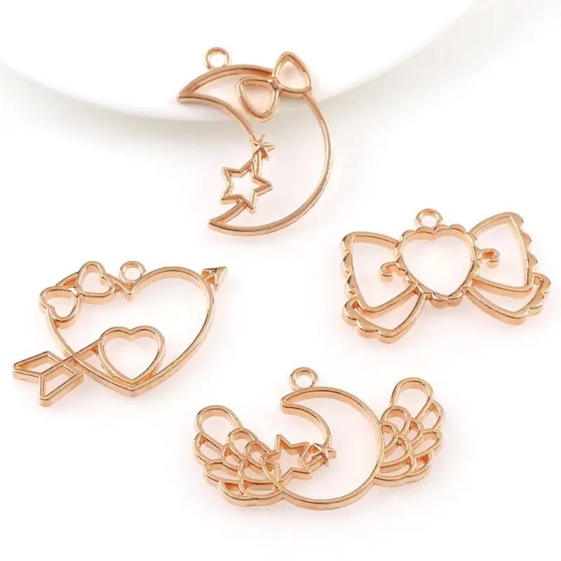 

4Pcs Moon Star Heart Bow Resin Frame Pendant Open Bezel Setting Jewelry Making 649D