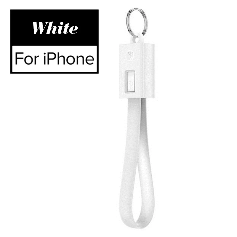 White for iPhone USB кабель для iPhone samsung huawei Xiaomi Powerbank 8Pin Micro usb type C кабель брелок аксессуар портативный зарядный кабель - Цвет: White for iPhone